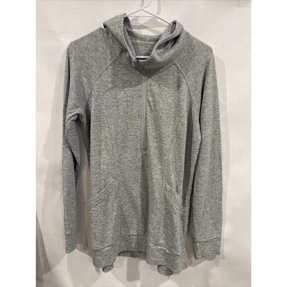 The North Face Tops - The North Face Womens Gray 1/4 Zip Patch Pocket Hoodie Pullover Med High Neck